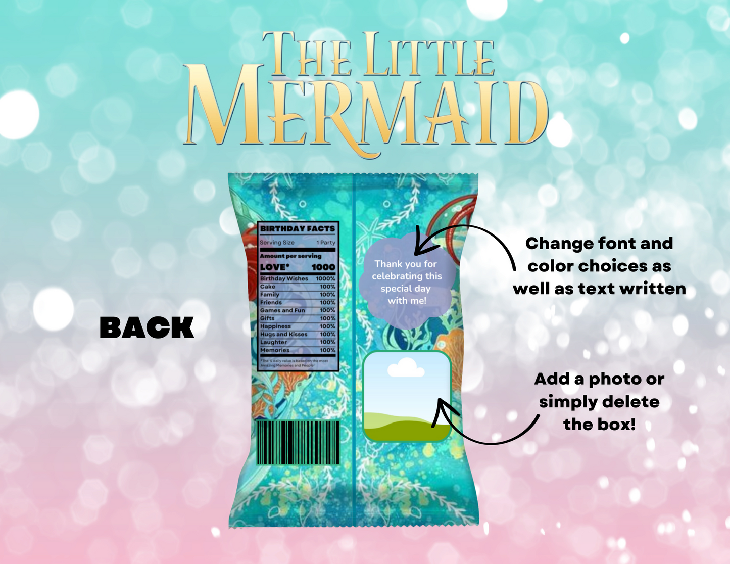 Little Mermaid Chip Bags - Ariel & Flounder