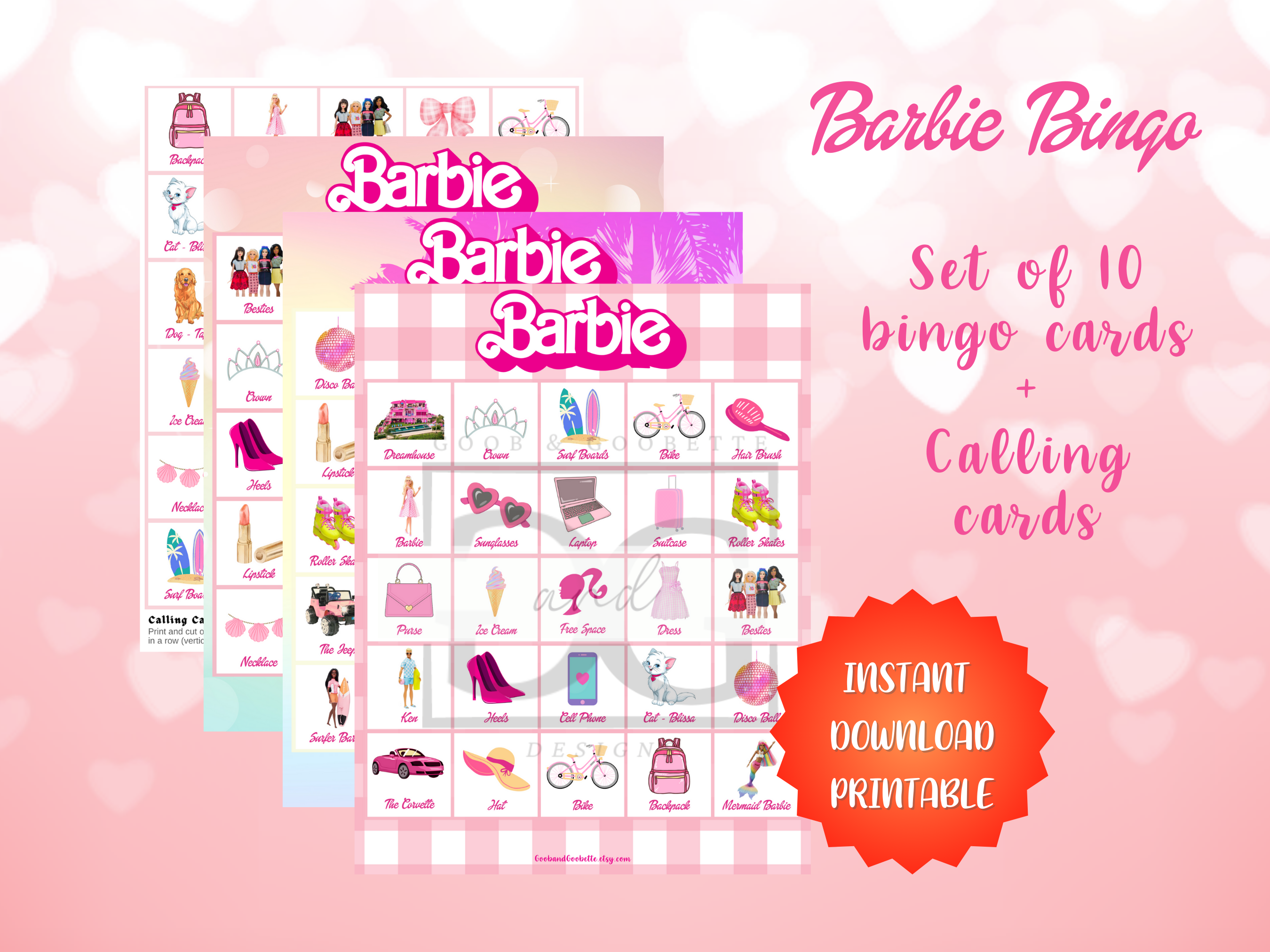 Barbie Bingo Game 10 Players Blissful Perfections x Goob Goobette Designs
