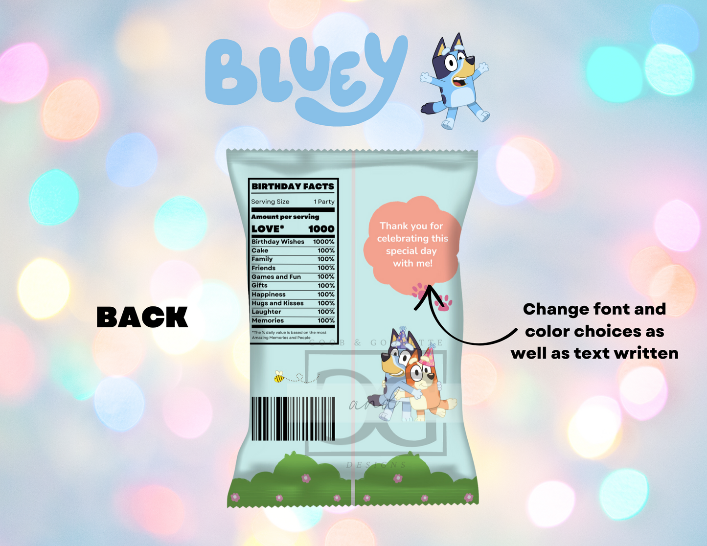 Bluey Chip Bag Labels