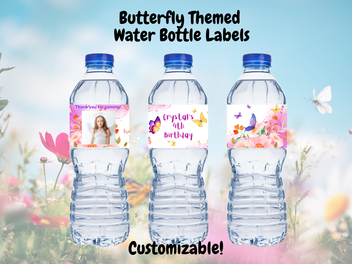 Butterfly Water Bottle Labels