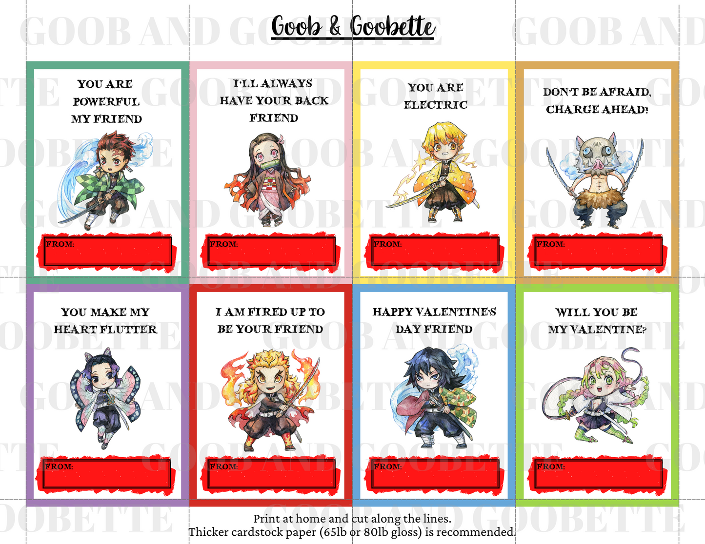 Demon Slayer Valentines Day Cards - Demon Slayer Cards