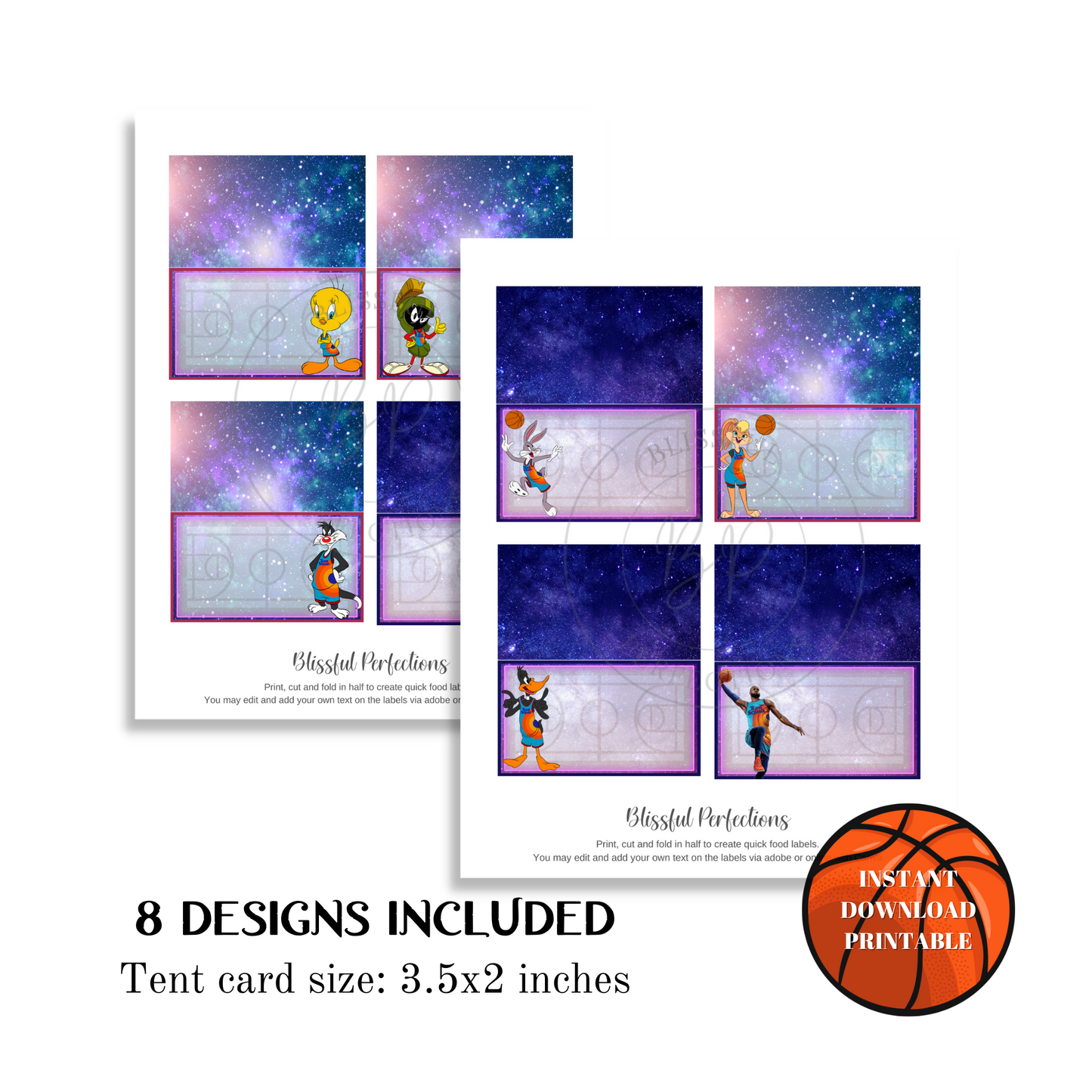 Space Jam 2 Place Cards - Space Jam Food Tents / Labels