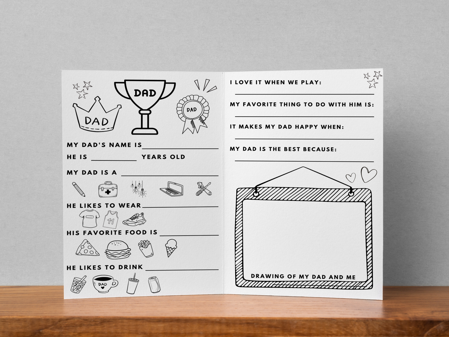 All About my Dad - Coloring Card for Father's Day Card from Little