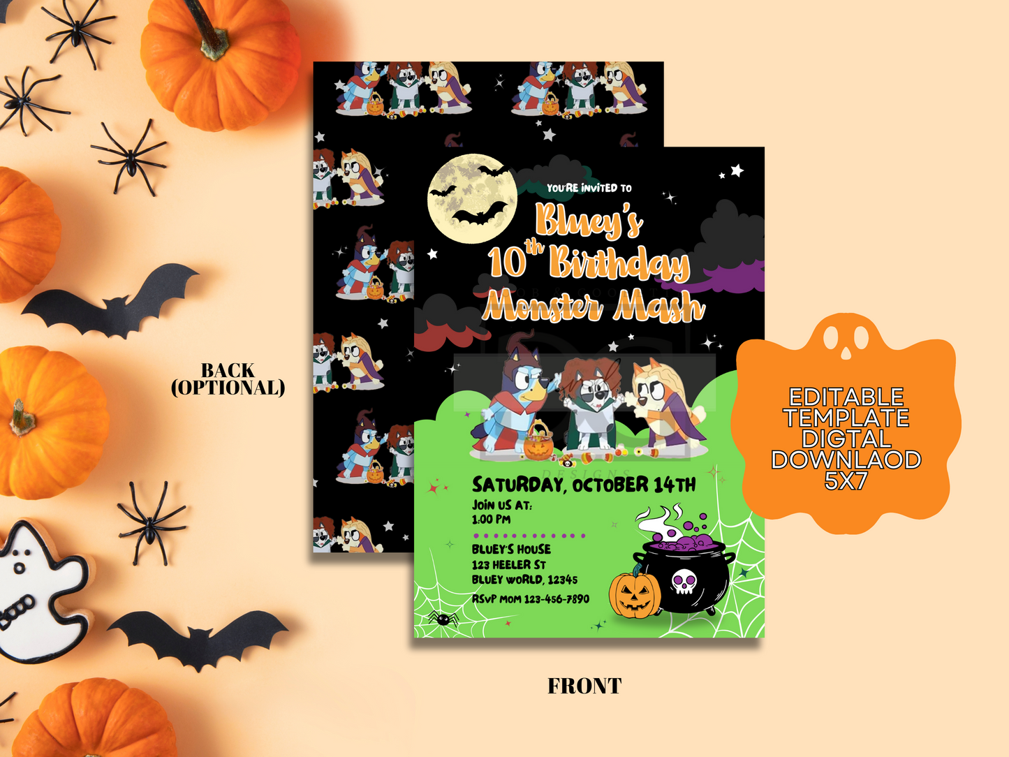 Bluey Sanderson Sisters Invite - Bluey Halloween Invite