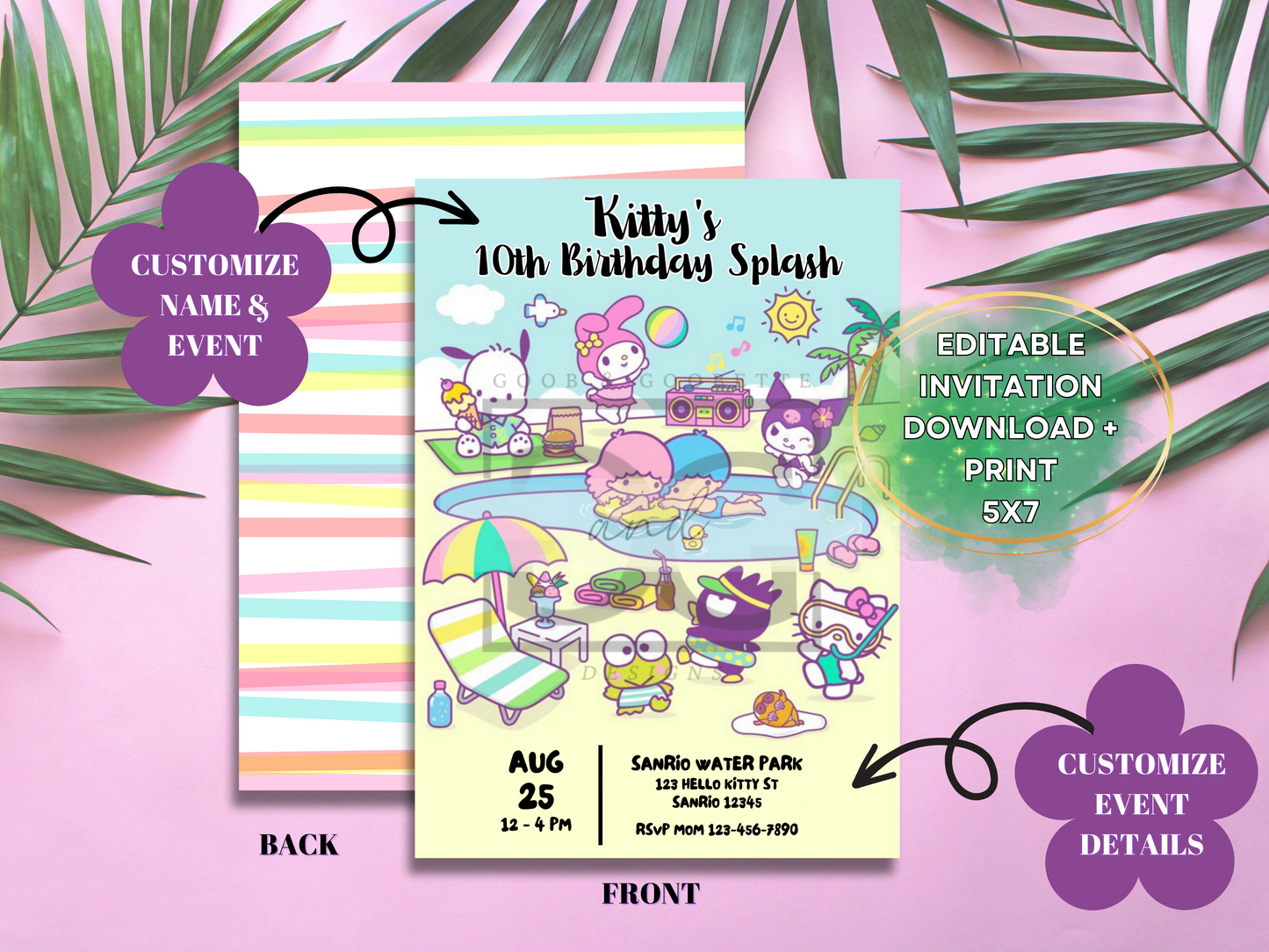 Sanrio Pool Party Invite