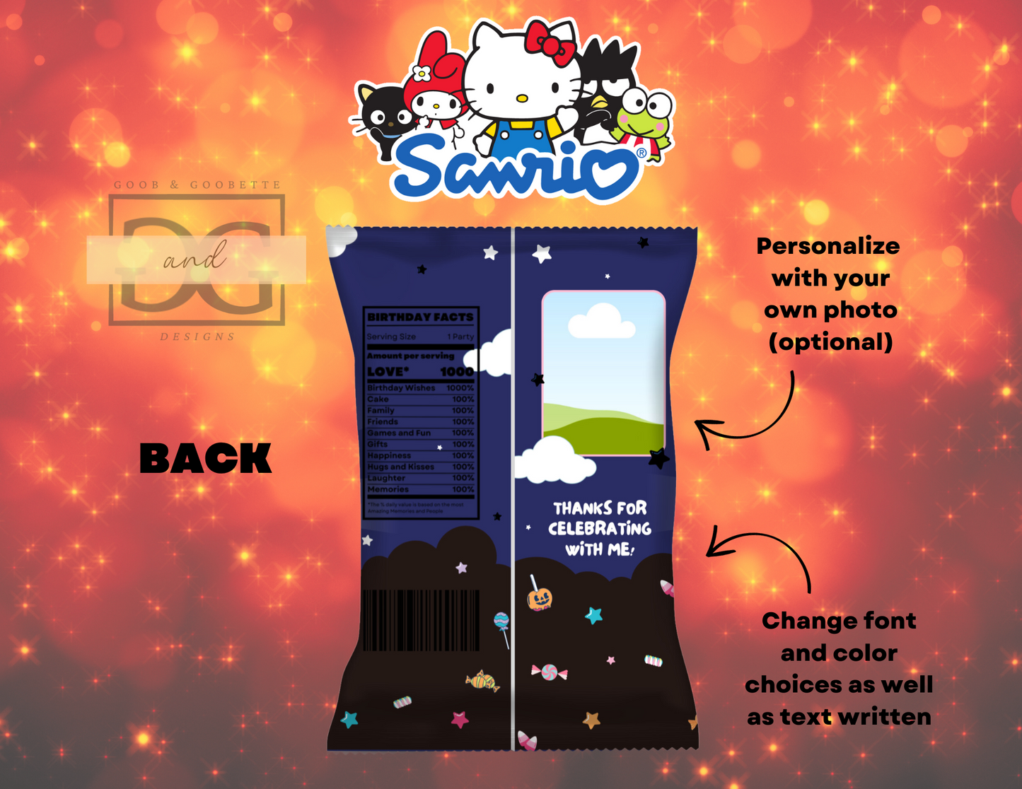 Halloween Sanrio Chip Bags - Halloween Hello Kitty Treat Bags