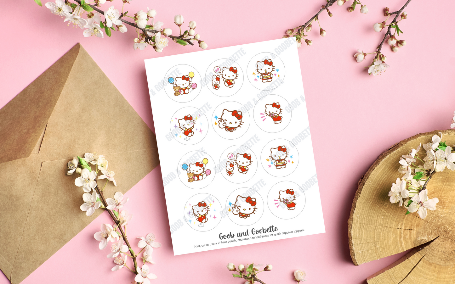 Hello Kitty Cupcake Toppers