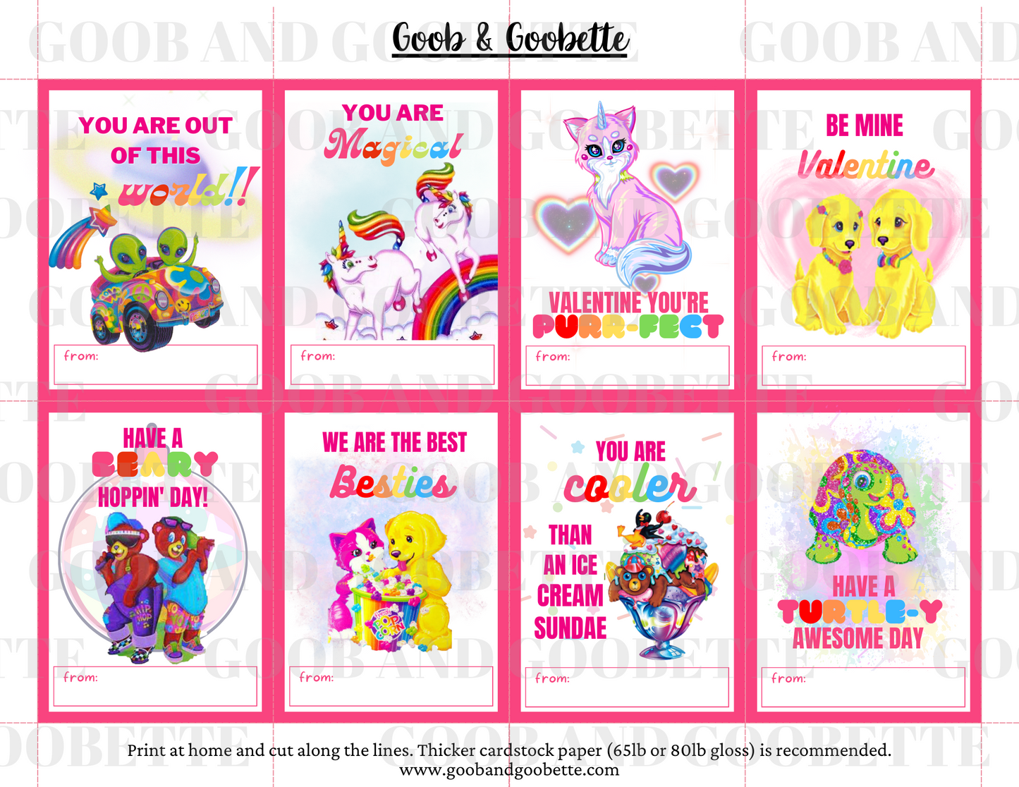 Lisa Frank Valentines - Printable Valentine's Day Cards