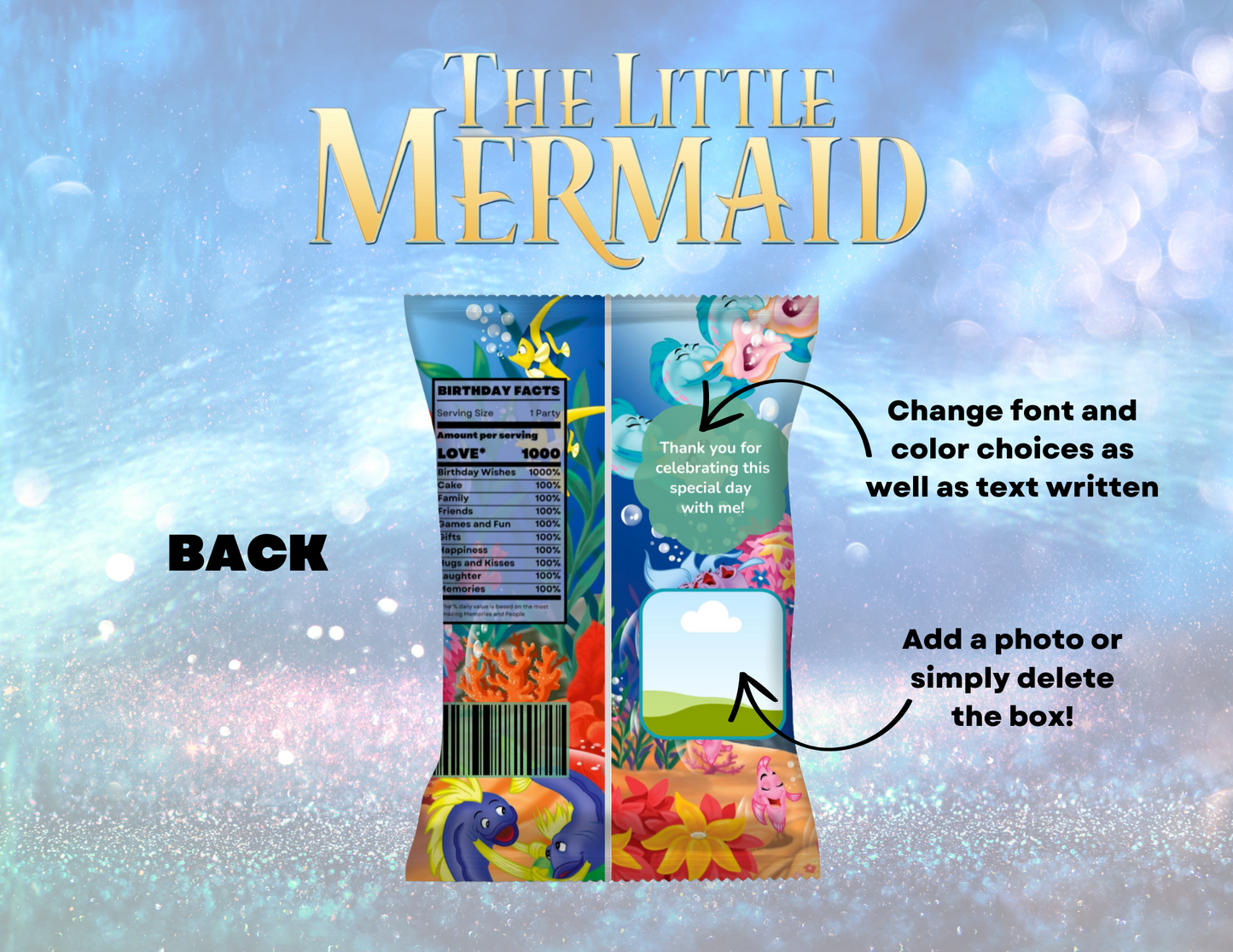 Little Mermaid Chip Bag Labels