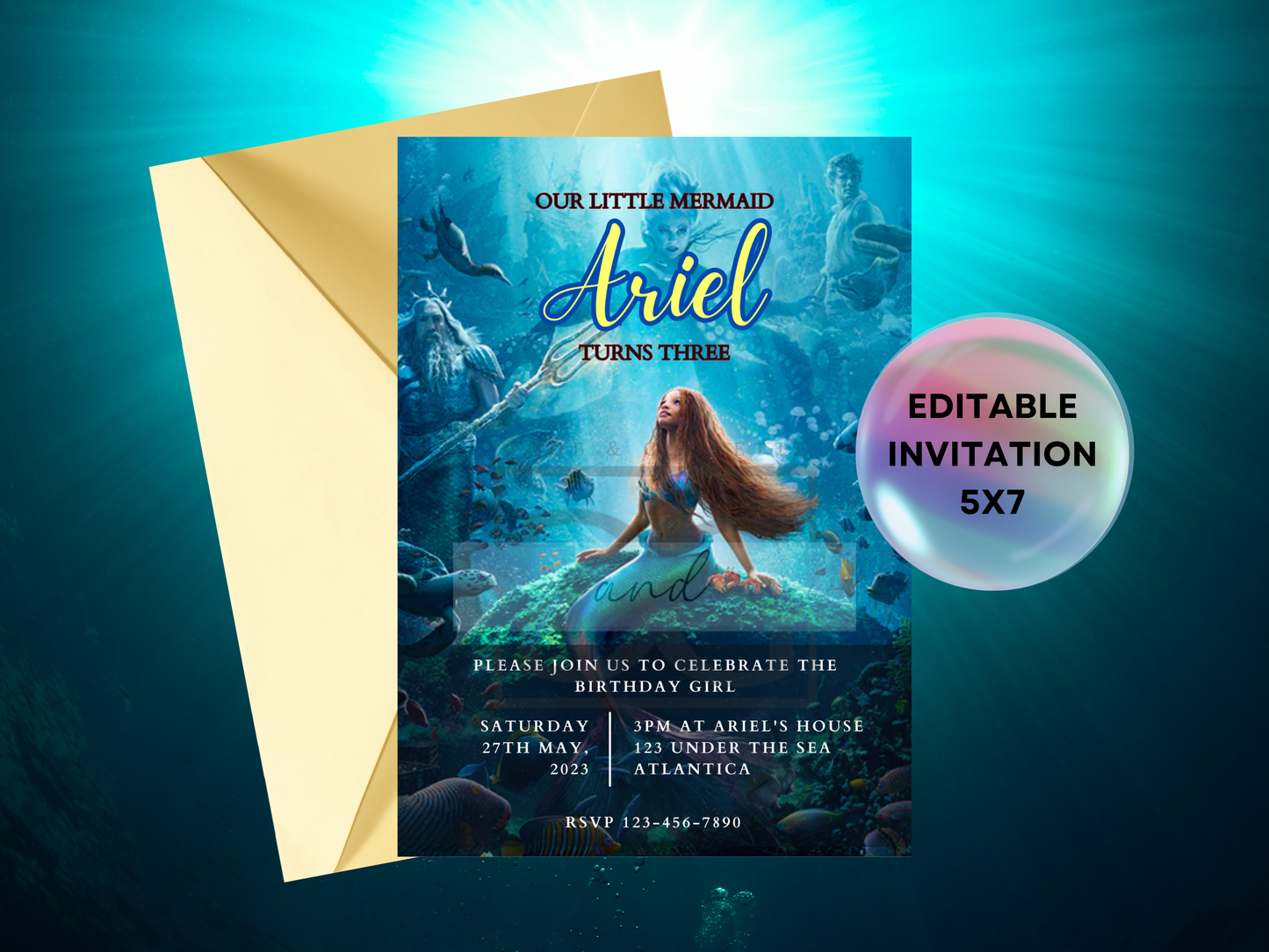 Little Mermaid Invitation - Halle Bailey Mermaid Invite