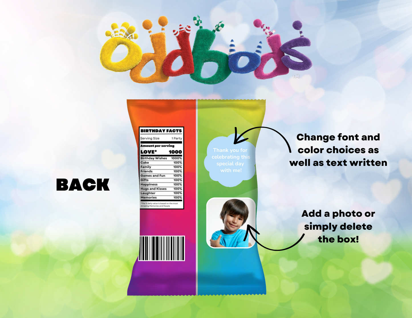 Rainbow Oddbods Chip Bag