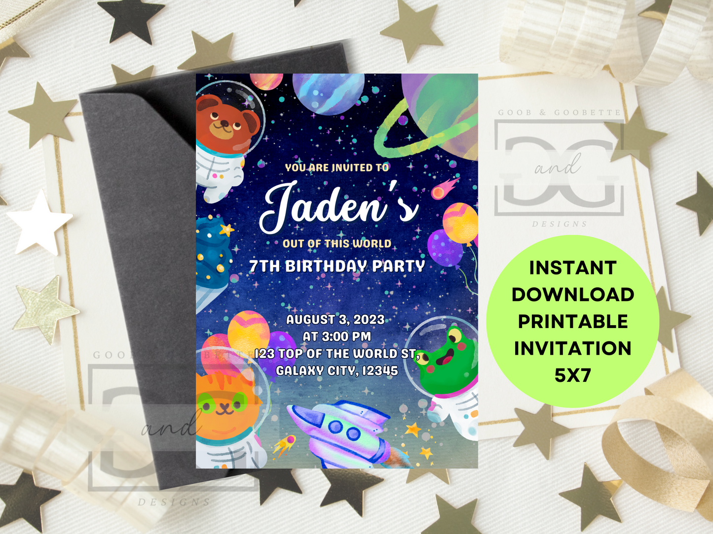 Out of This World Invitation - Space Birthday Invite