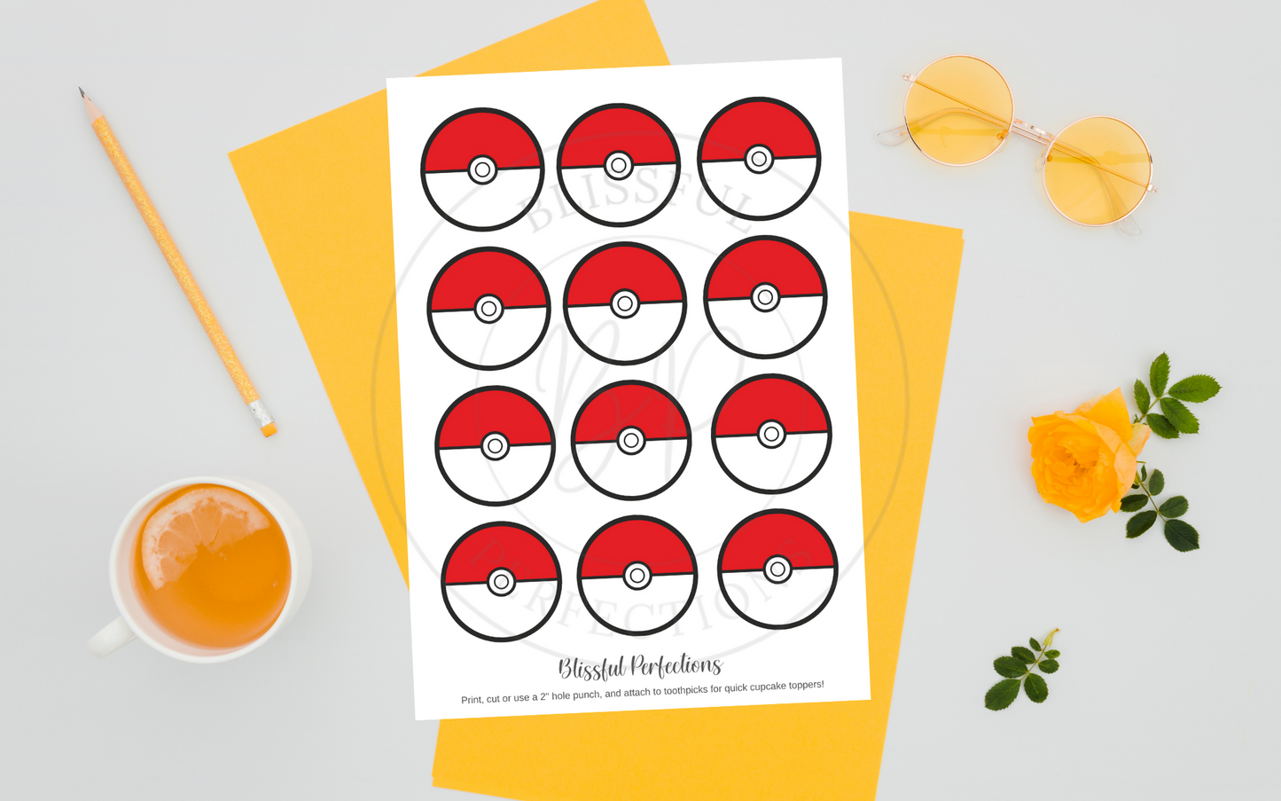 Pokeball Cupcake Toppers - Pokemon Cupcake Toppers