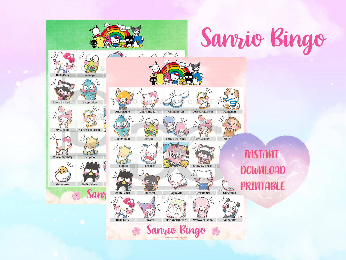 Hello Kitty Bingo Game - Sanrio Bingo for 10 Players