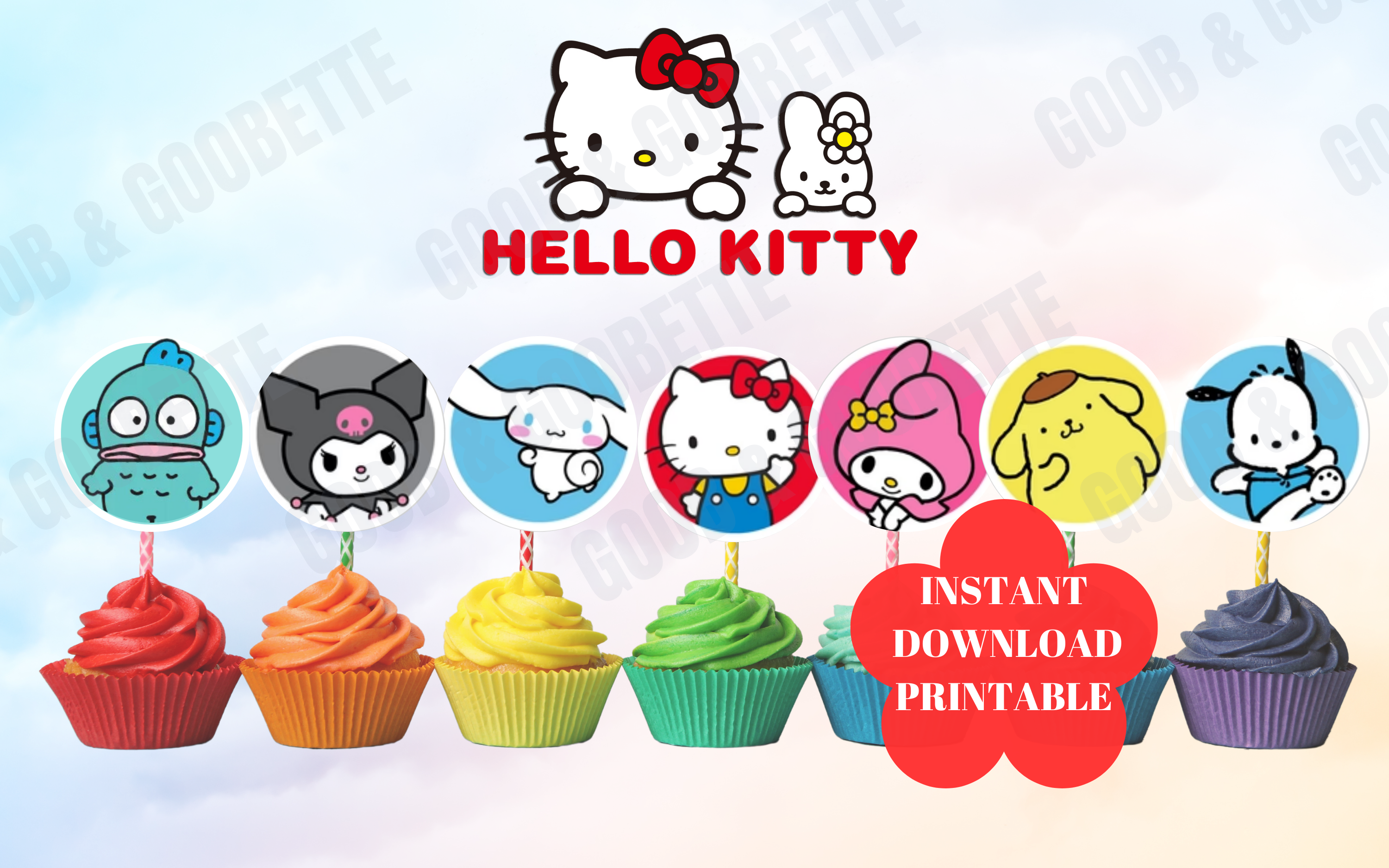 SanrioFriendsCupcakeTopperMockup sanrio cupcake toppers - hello kitty cake toppers, sanrio gift