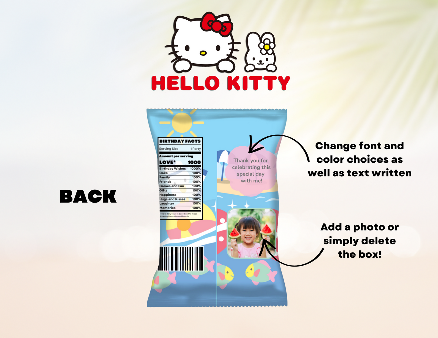 Summer Hello Kitty Pool Party Chip Bags - Sanrio Hello Kitty Party Favors
