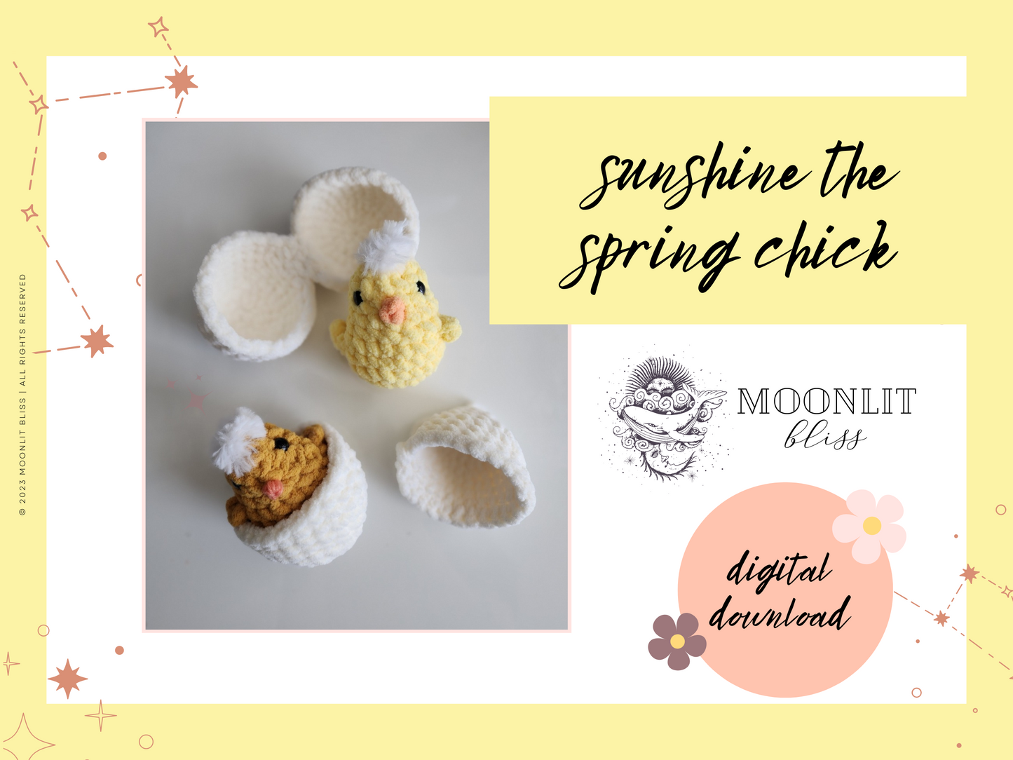Crochet Pattern - Sunshine the Spring Chick Hatching Chick Pattern Egg Easter