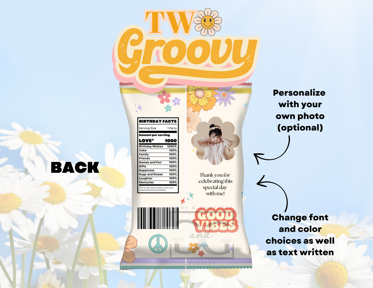 Two Groovy Chip Bag Labels