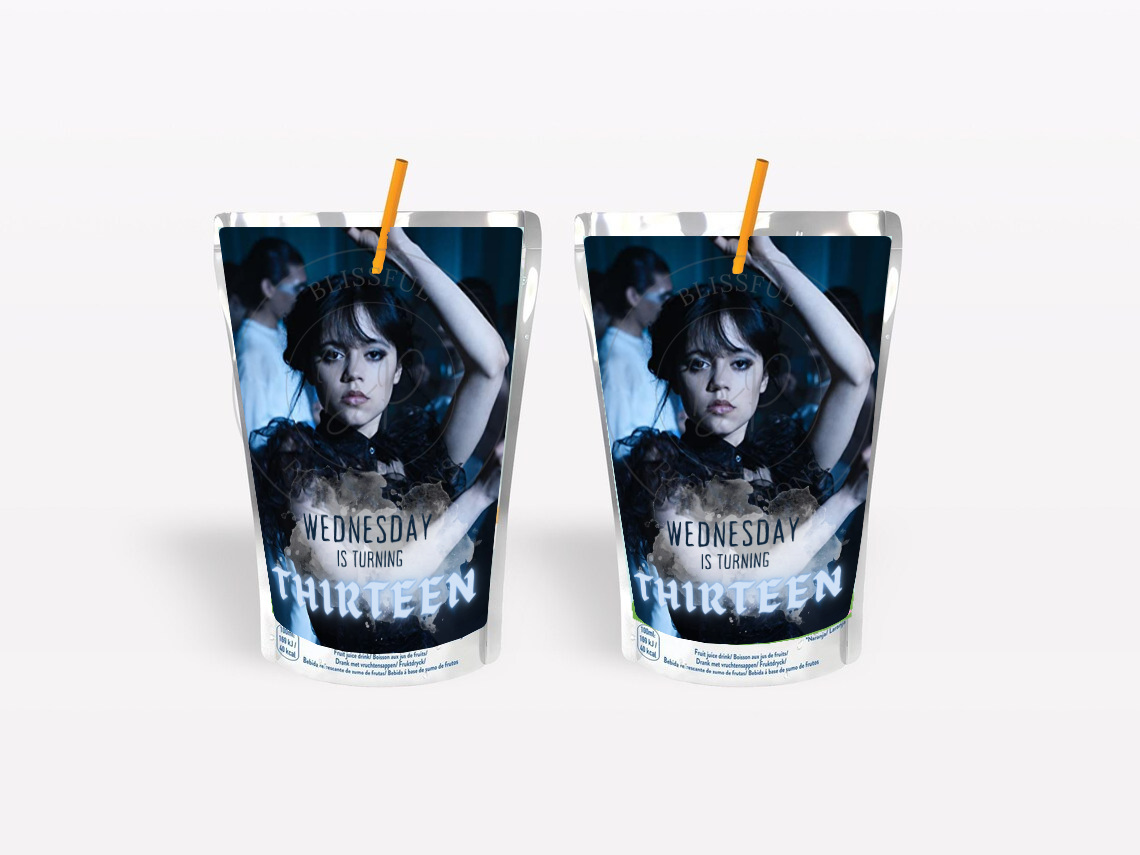 Wednesday Juice Pouch Labels - Wednesday Party Favors Addams Family