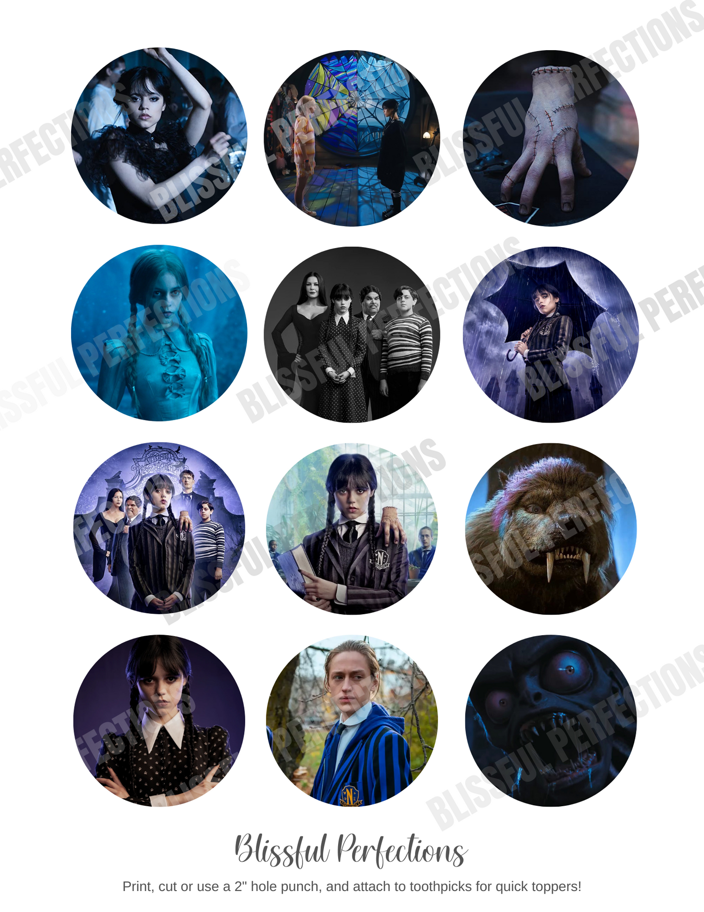Wednesday Cupcake Toppers - Addams Family Toppers