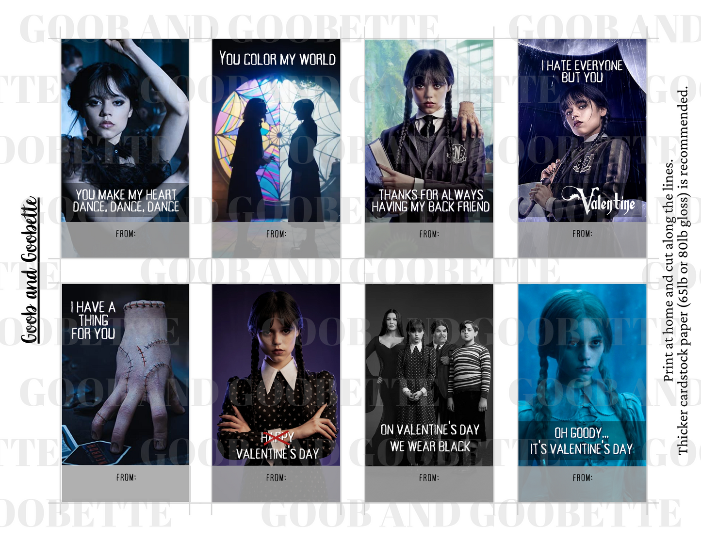 Wednesday Addams Valentines - Addams Family Valentines