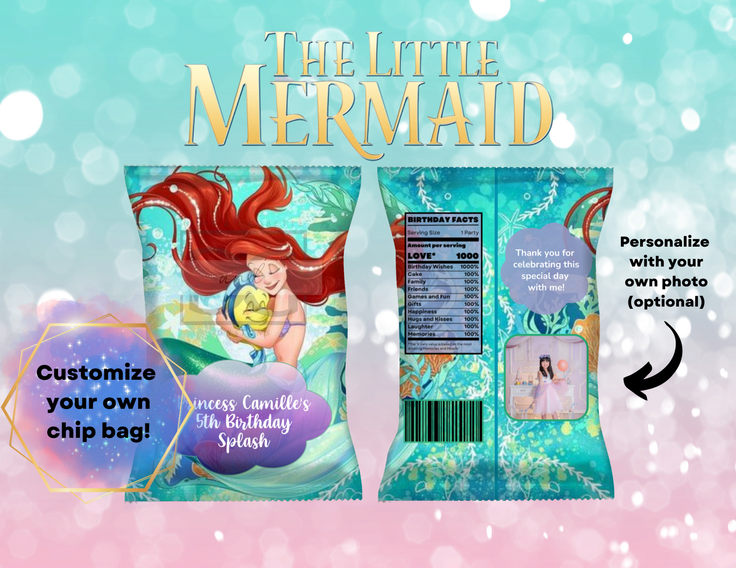 Little Mermaid Chip Bags - Ariel & Flounder