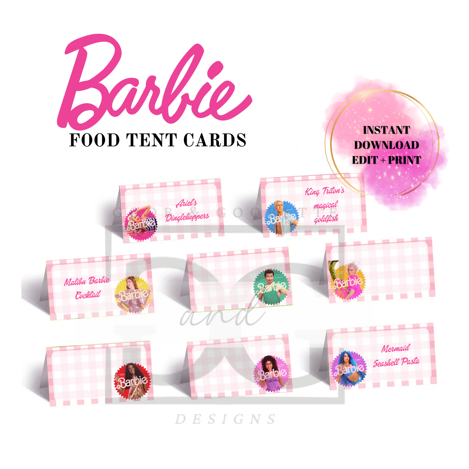 Barbie Food Tents/Labels - Barbie Place Cards – Blissful Perfections x Goob & Goobette Designs barbie-food-tents-labels-barbie-place-cards-blissful-perfections-x-goob-goobette-designs