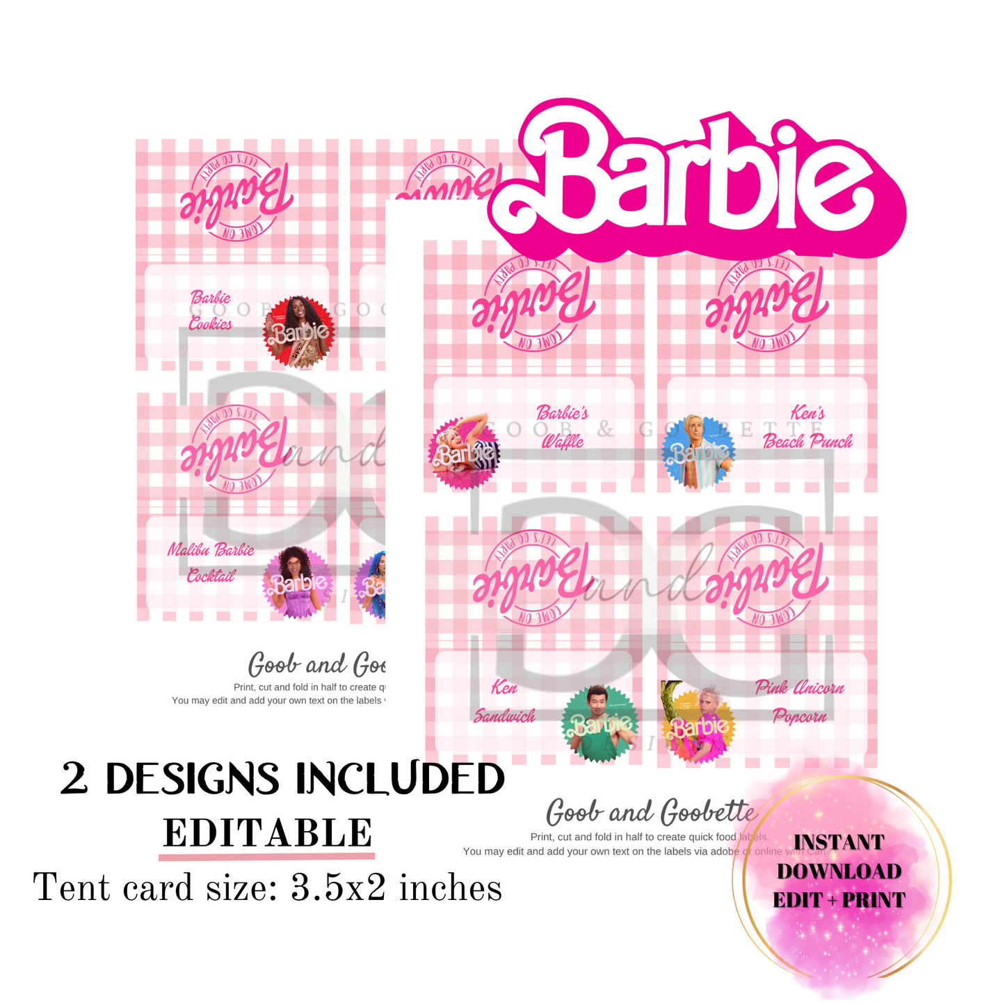 Barbie Food Tents/Labels - Barbie Place Cards