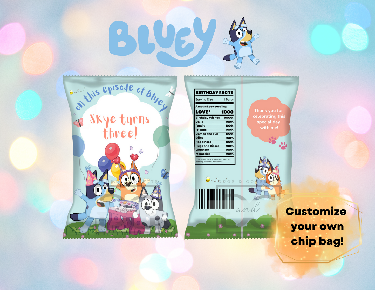 Bluey Chip Bag Labels