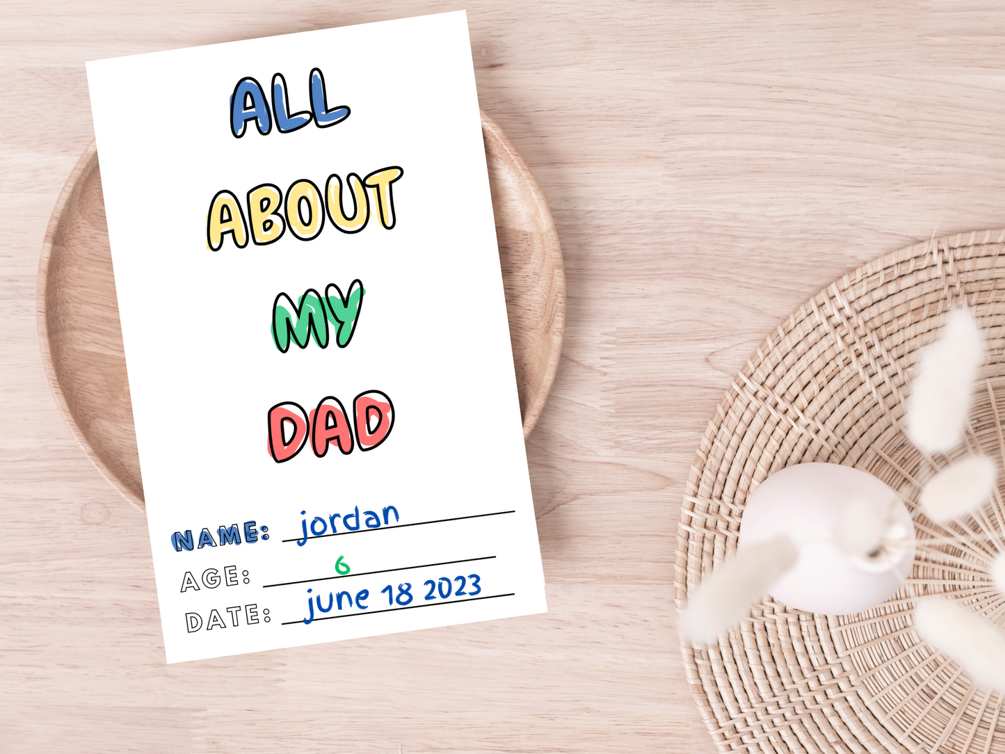 All About my Dad - Coloring Card for Father's Day Card from Little
