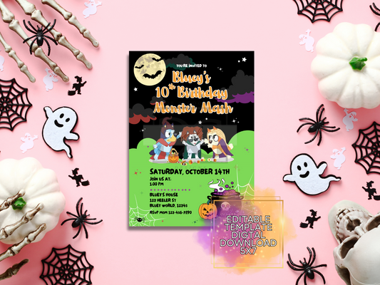 Bluey Sanderson Sisters Invite - Bluey Halloween Invite
