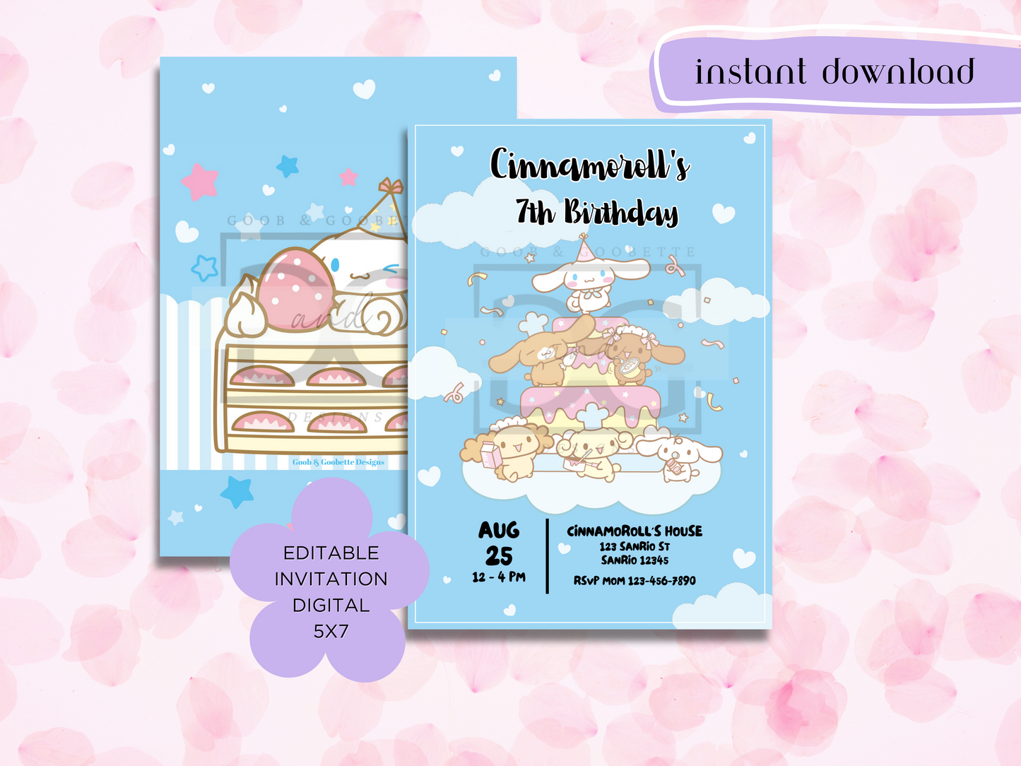 Cinnamoroll Invitation - Sanrio Invite