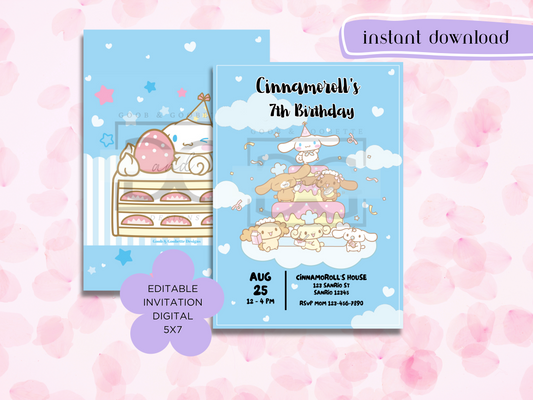 Cinnamoroll Invitation - Sanrio Invite
