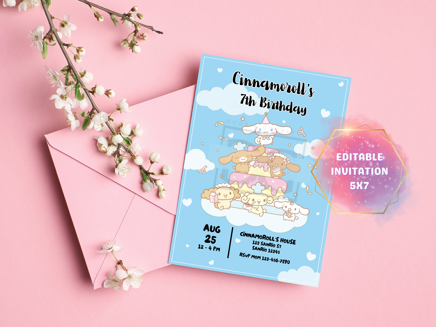 Cinnamoroll Invitation - Sanrio Invite