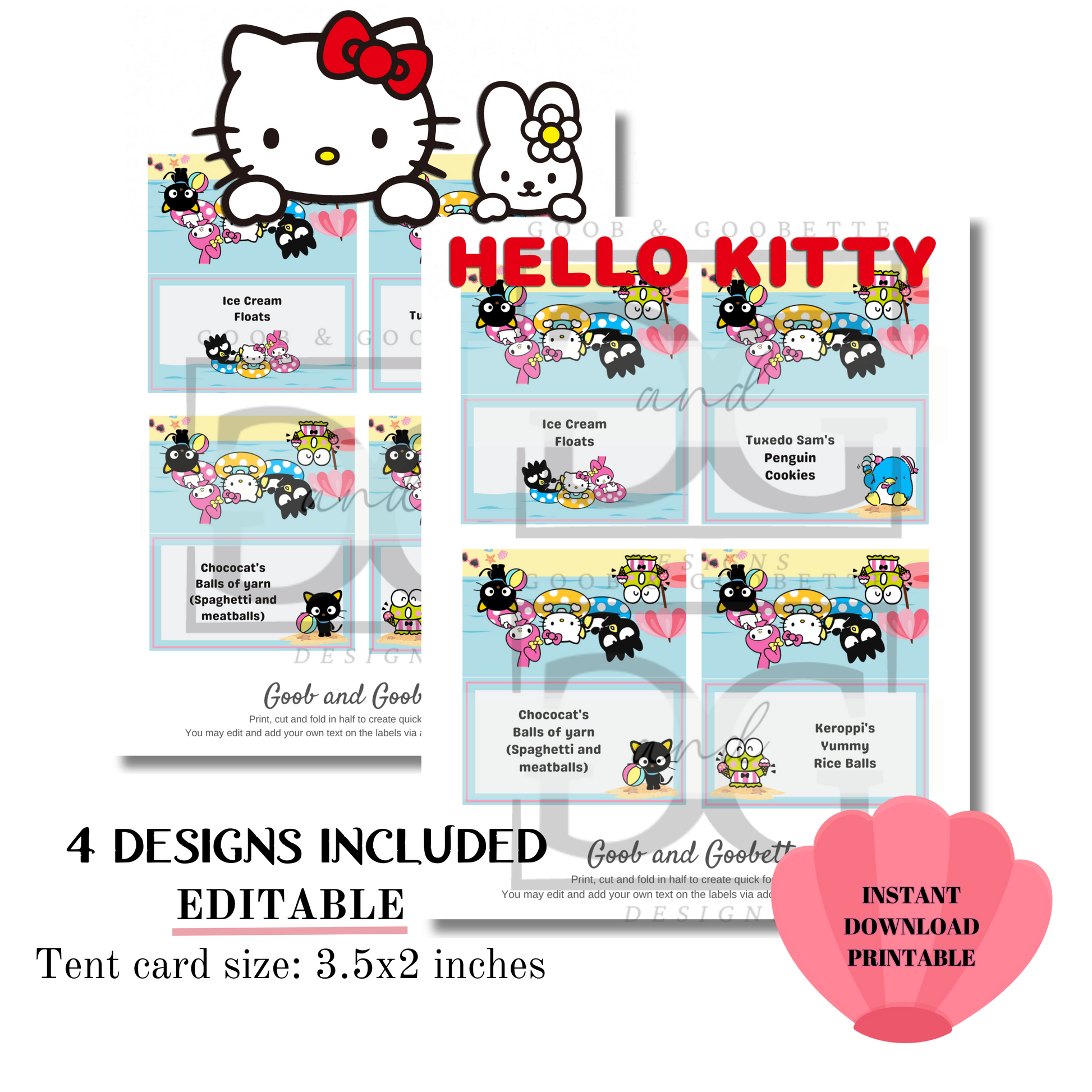 Hello Kitty Pool Party Food Tents/Labels - Pool Party Place Cards – Blissful Perfections x Goob & Goobette Designs hello-kitty-pool-party-food-tents-labels-pool-party-place-cards-blissful-perfections-x-goob-goobette-designs