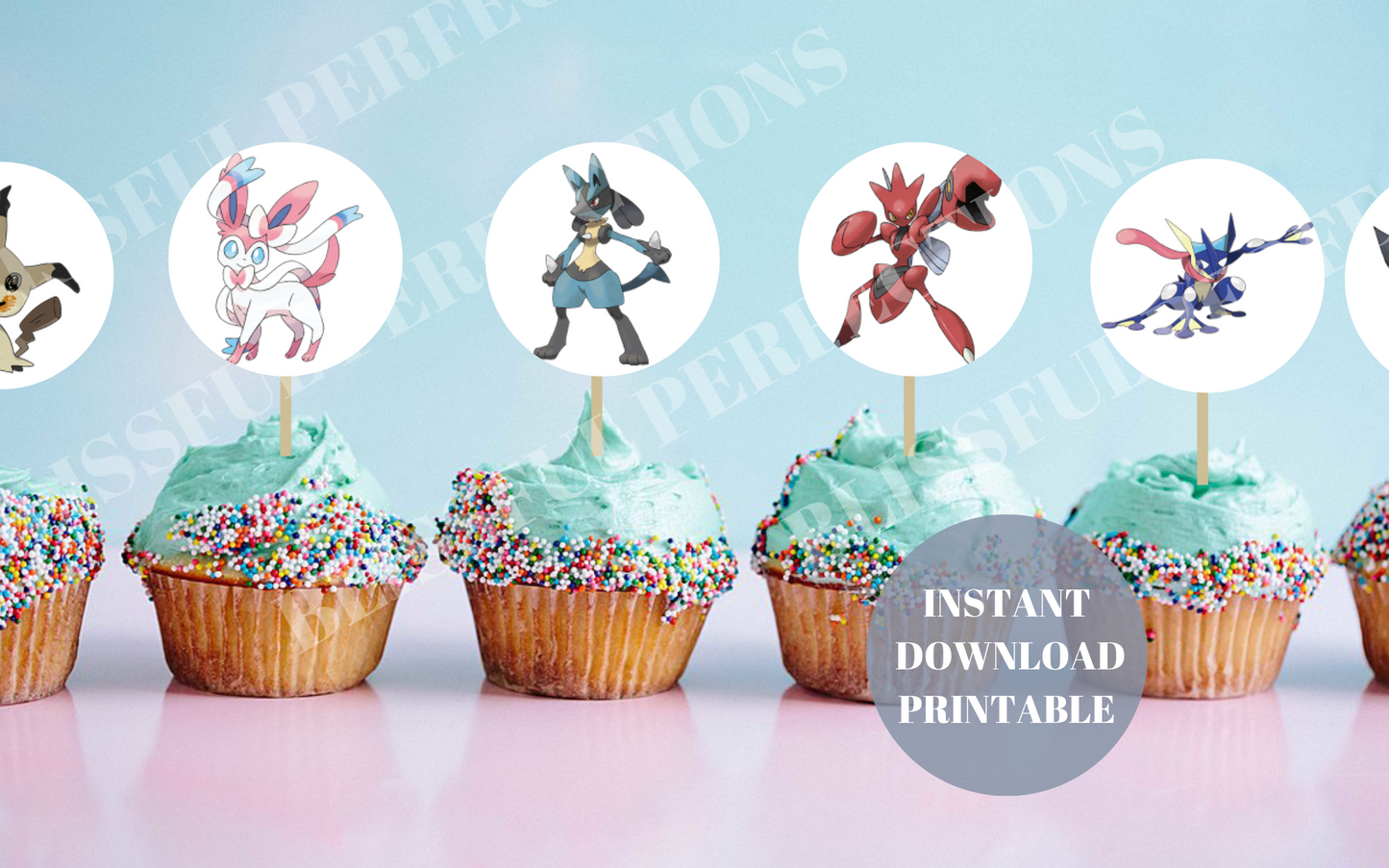Pokemon Cupcake Toppers - Generations 2-7 Pokemon Toppers