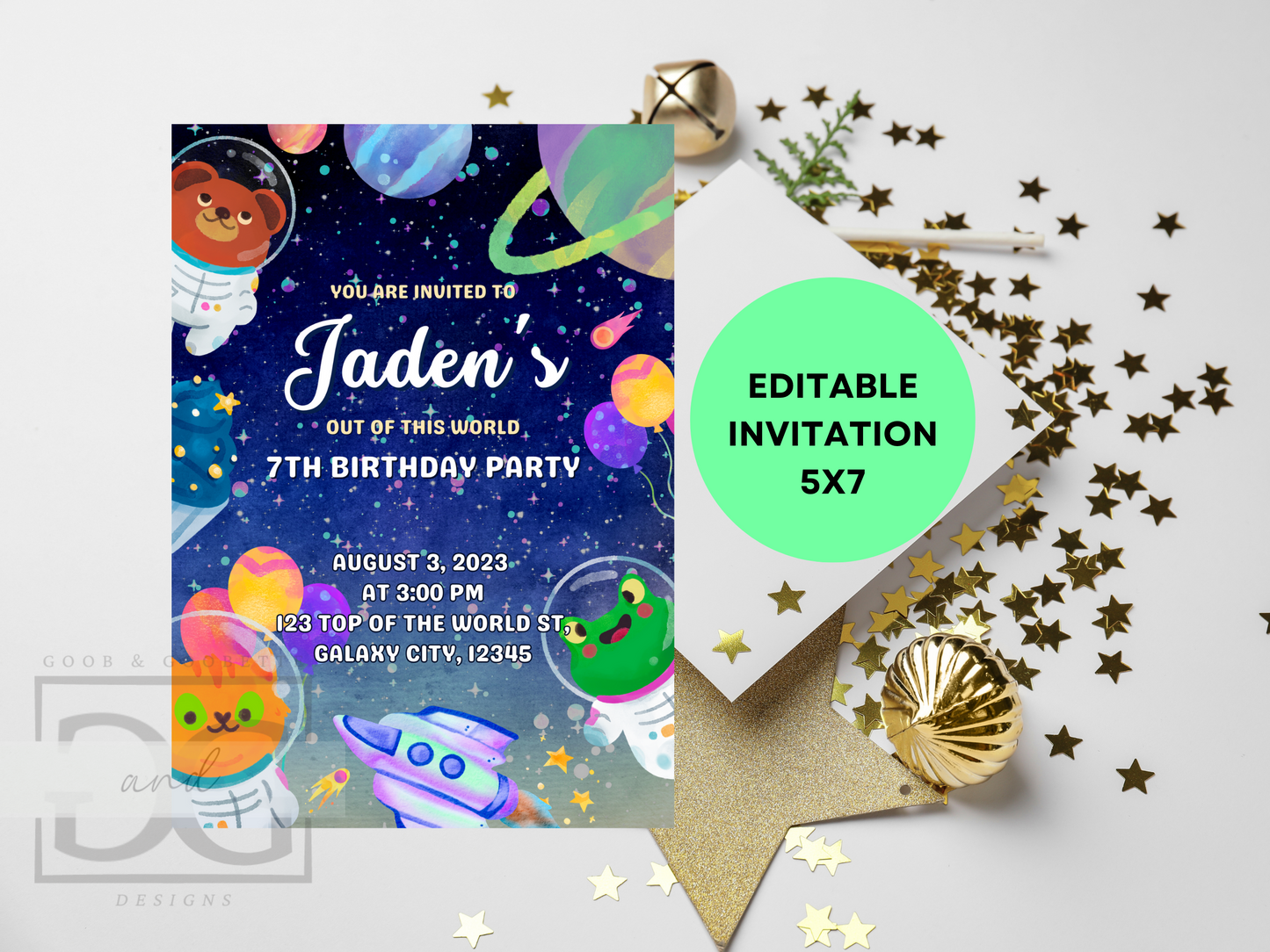 Out of This World Invitation - Space Birthday Invite