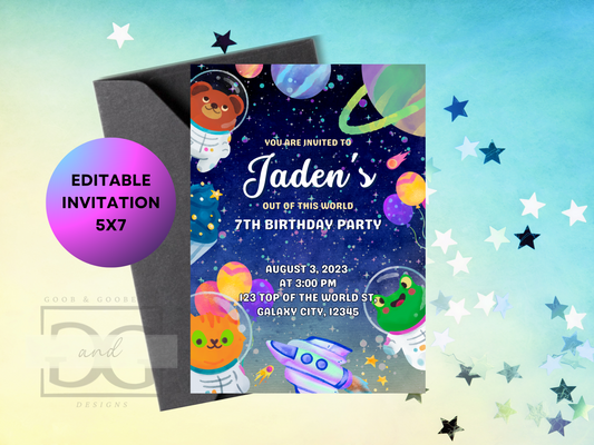 Out of This World Invitation - Space Birthday Invite