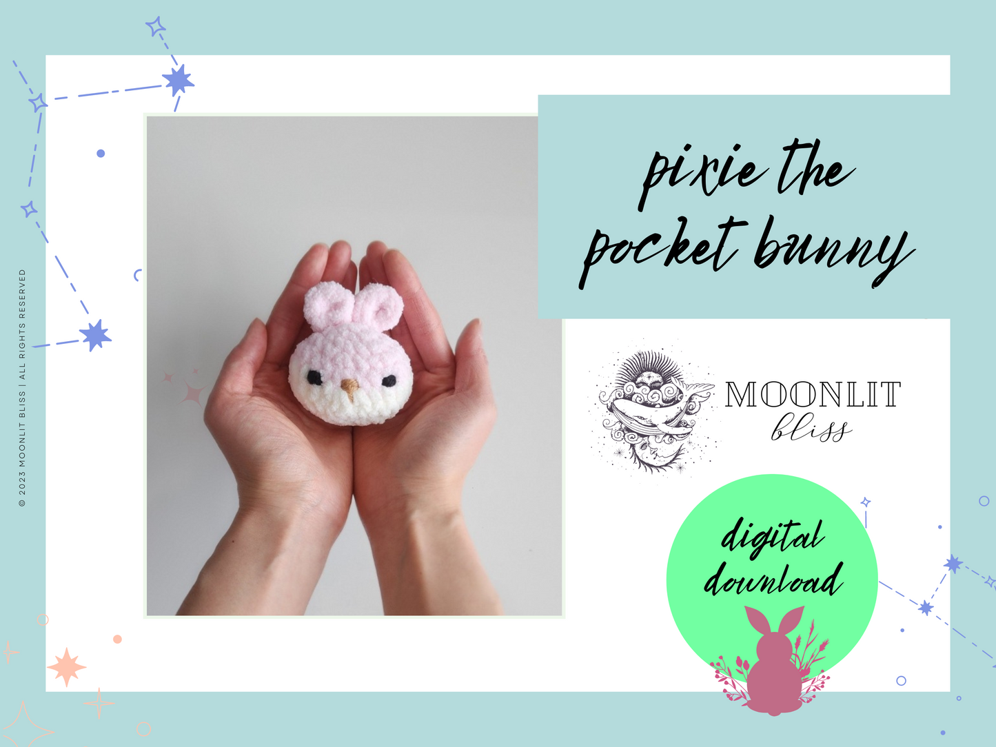 Crochet Pattern - Pixie the Pocket Bunny Pattern Amigurumi Bunny Pattern