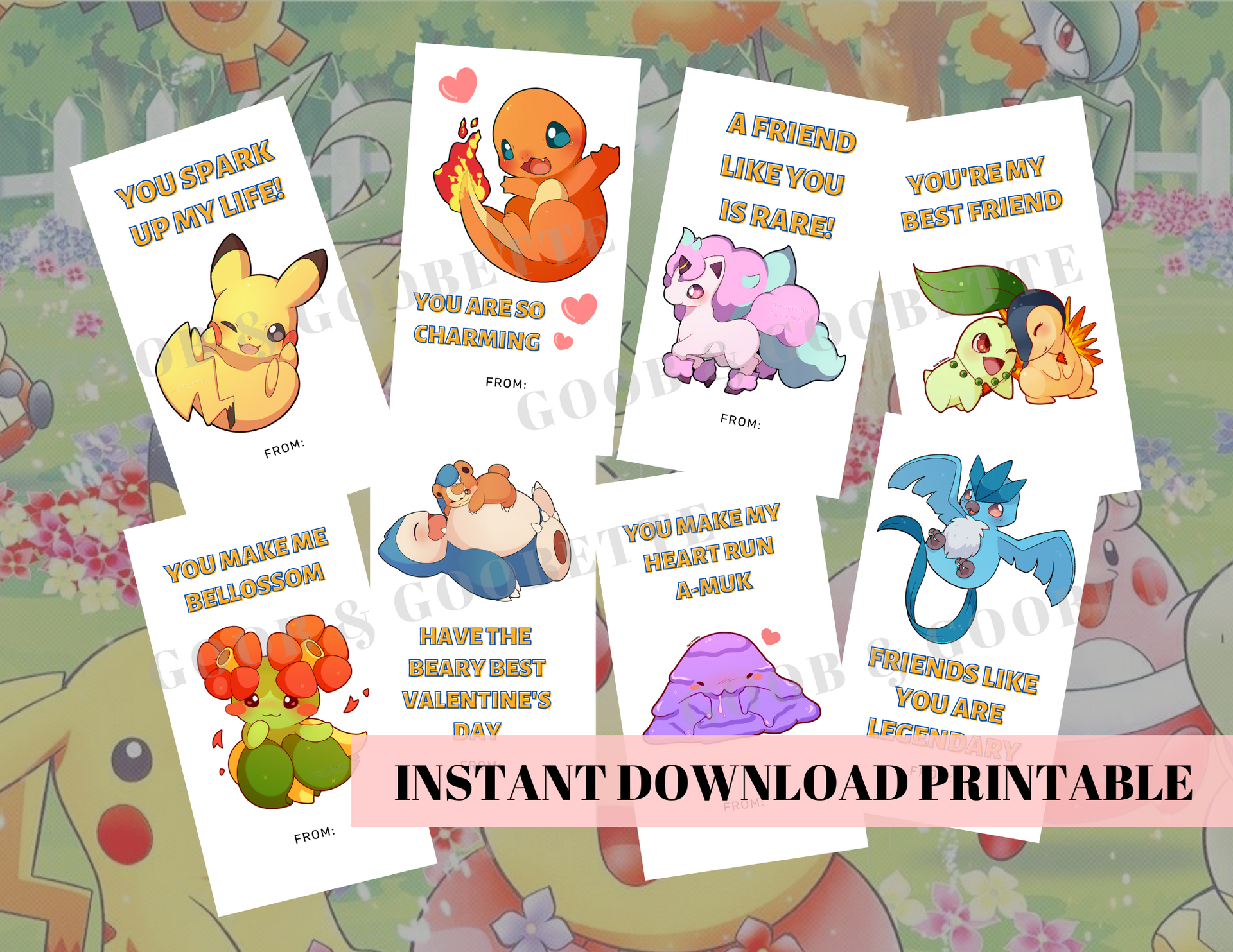 Pokemon Valentine Cards – Blissful Perfections x Goob & Goobette Designs