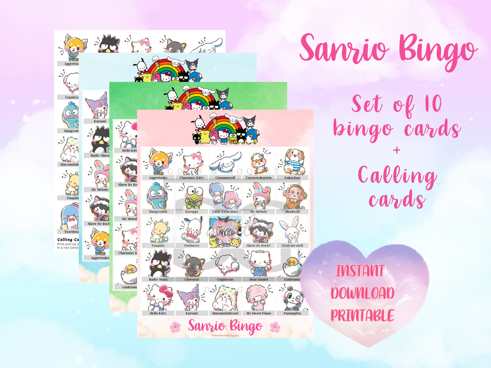 Hello Bingo Hello Kitty Bingo Game - Sanrio Bingo for 10 Players – Blissful ...