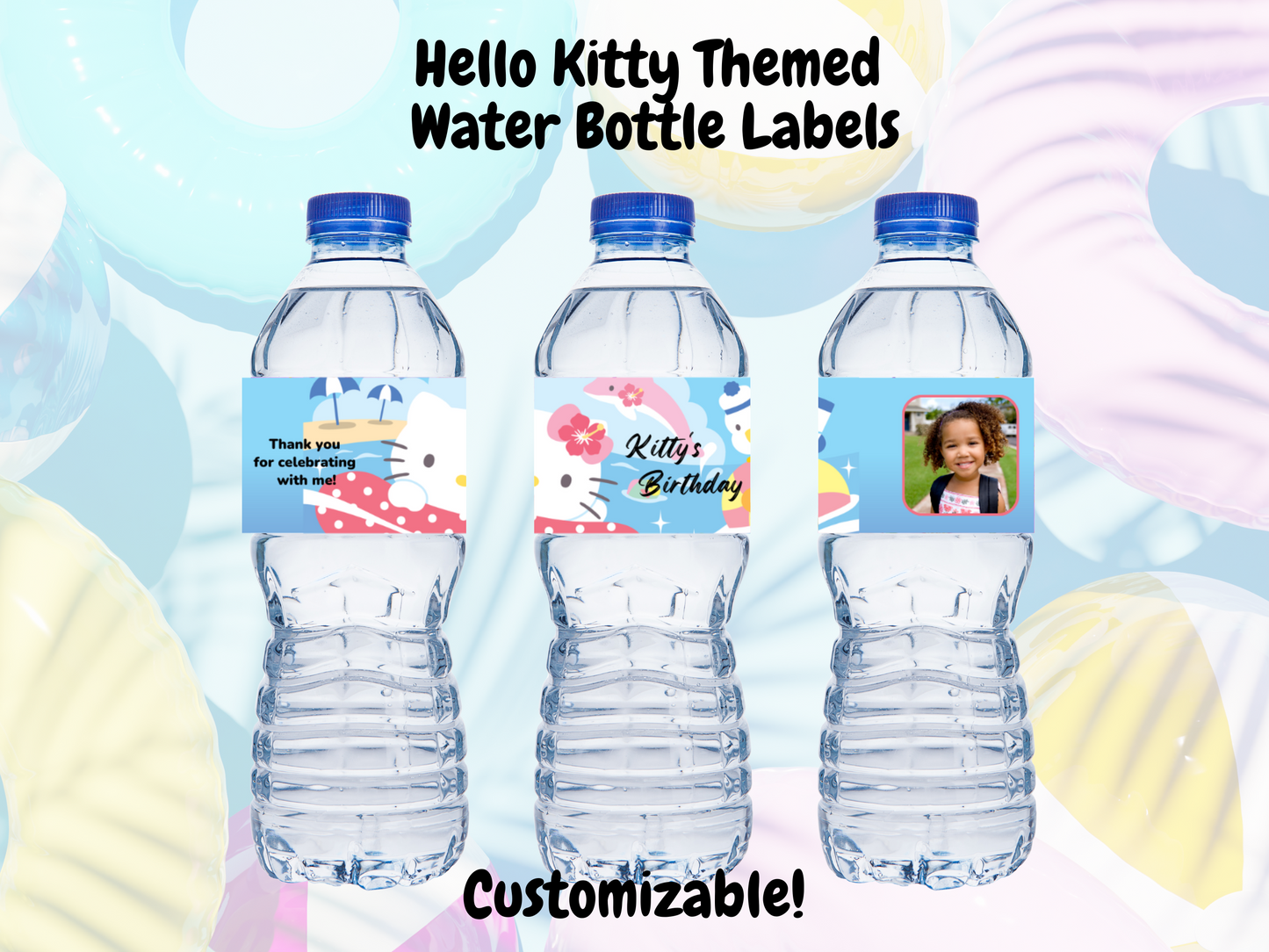 Summer Hello Kitty Water Bottle Labels