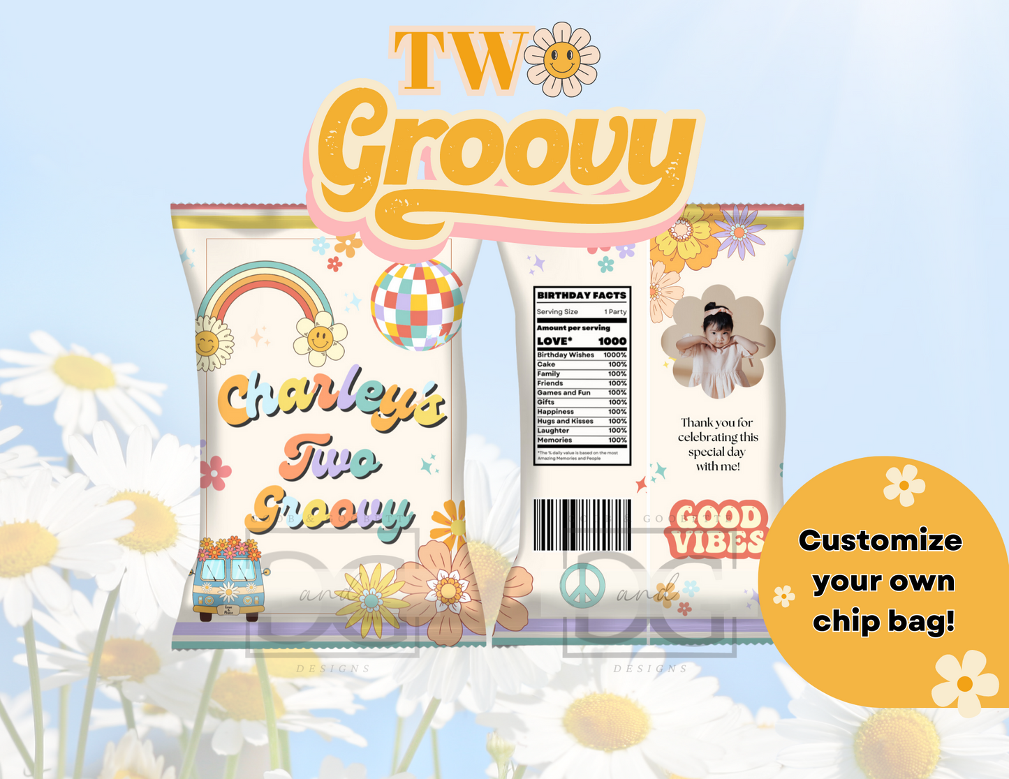 Two Groovy Chip Bag Labels
