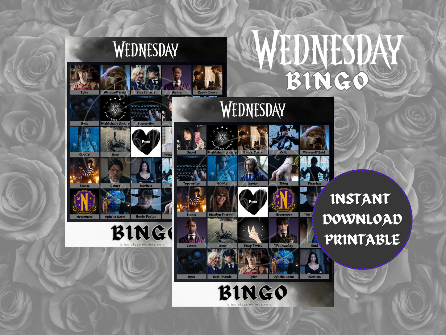 Wednesdays Bingo - Addams Family Bingo Game for 10 people