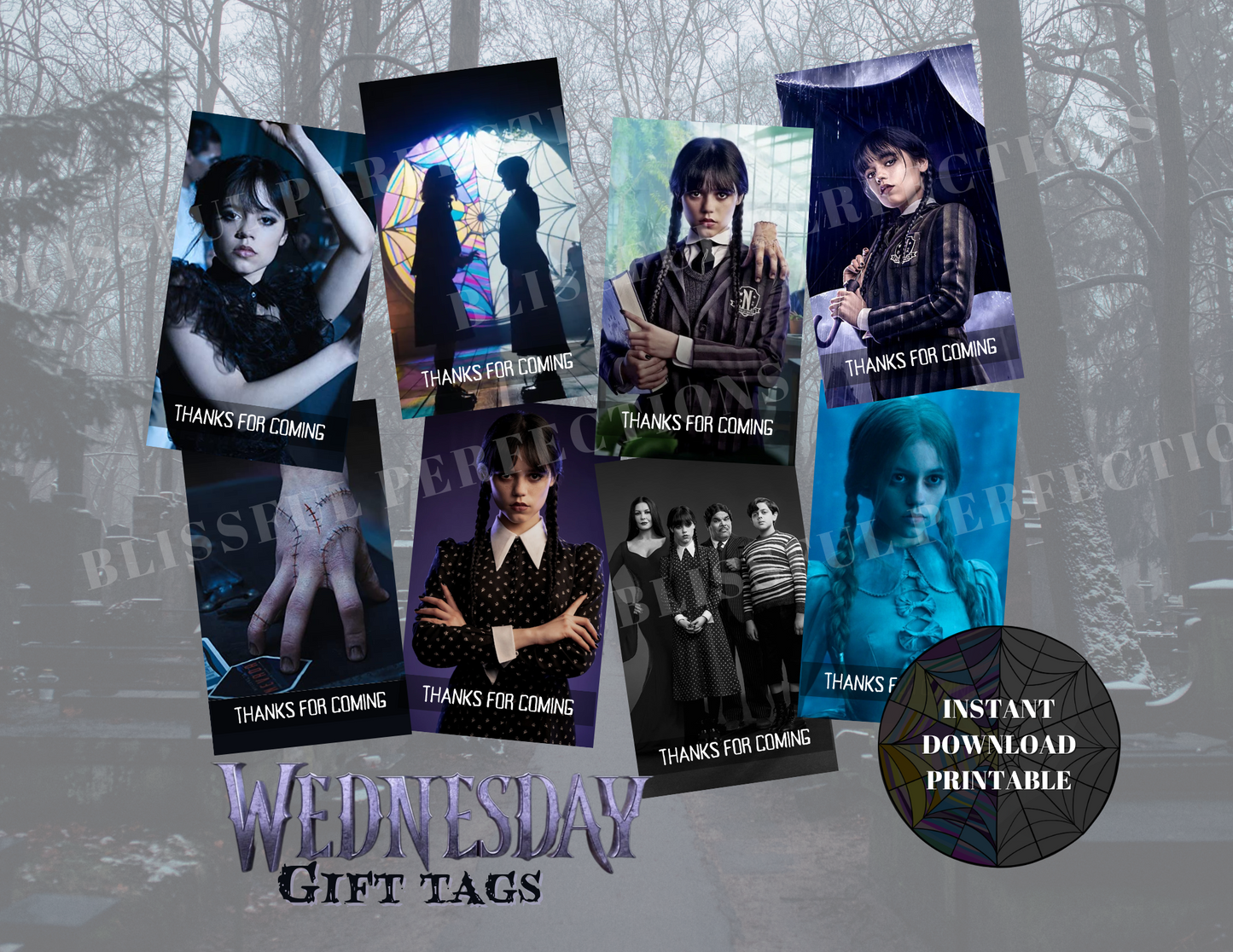 Wednesday Gift Tags - Wednesday Addams Favor Tags